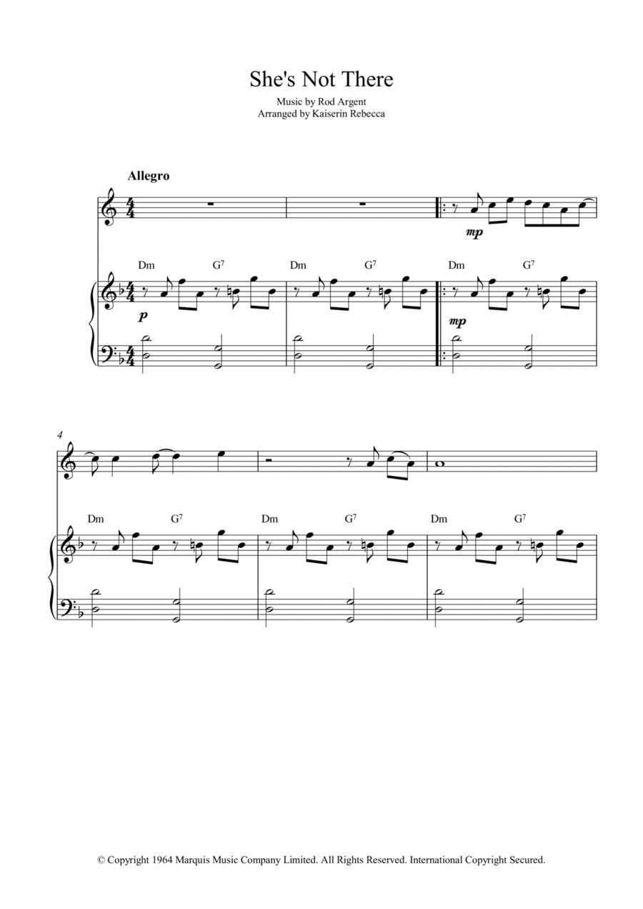 She's Not There English Horn scores gallery preview page 1
