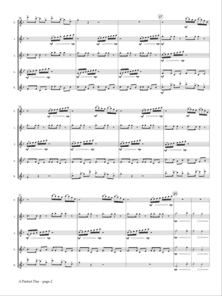 A Perfect Day for Flute Quintet (or Flute Choir) Flute Choir scores gallery preview page 3