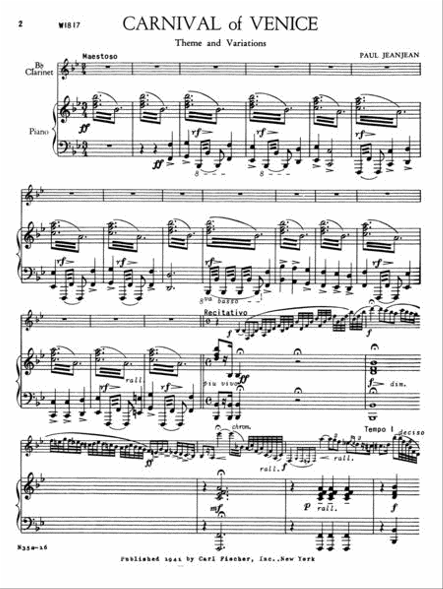 Carnival of Venice (Theme & Variations) Clarinet Solo scores gallery preview page 2