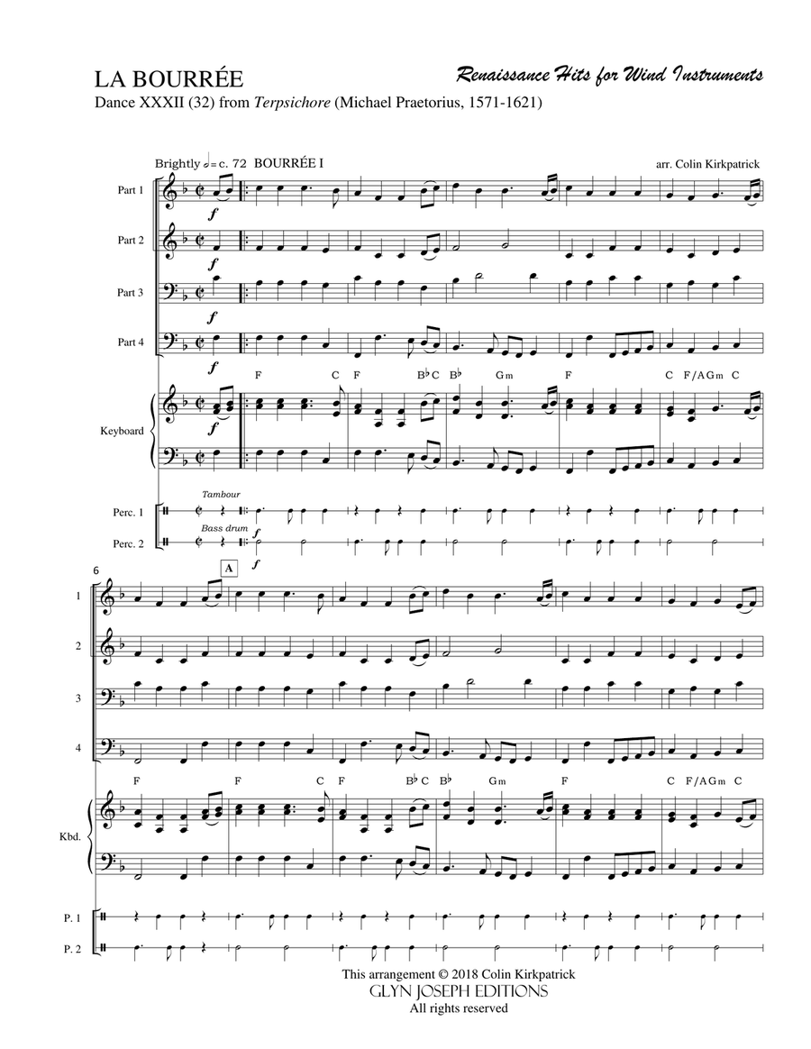Renaissance Hits for Winds: La Bourrée - Dance 32 from Terpsichore (Praetorius) School and Community scores gallery preview page 4