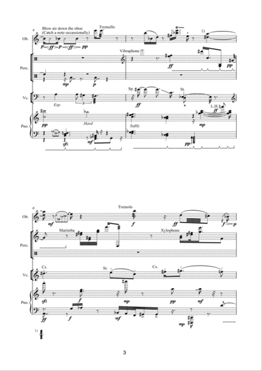 Lament for the victims of rape for Oboe, Percussion, Cello and Piano Oboe scores gallery preview page 3