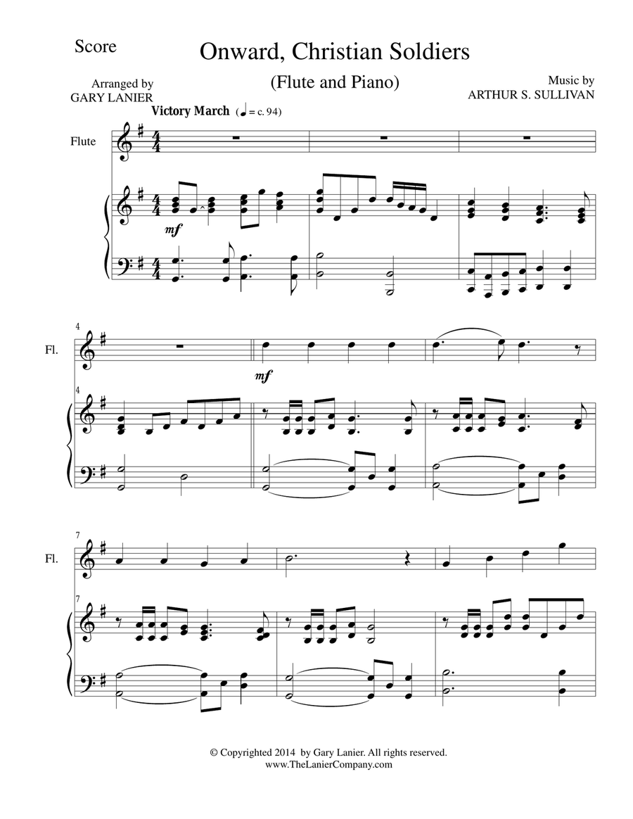 ONWARD, CHRISTIAN SOLDIERS (Flute/Piano and Flute Part) Flute Solo scores gallery preview page 1
