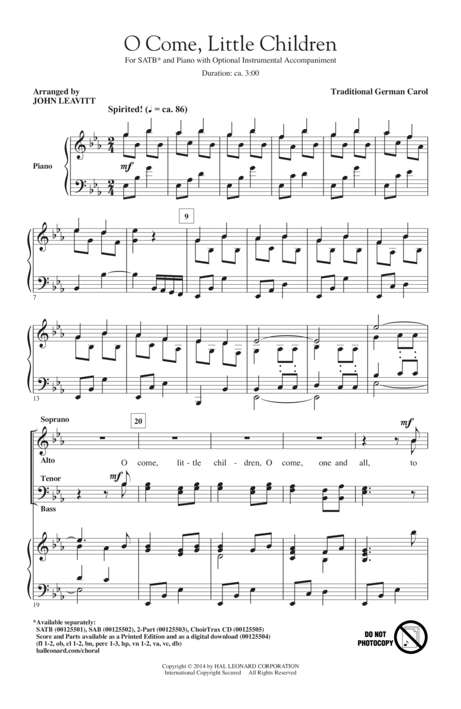 O Come, Little Children O Come, Little Children 4-Part scores gallery preview page 1