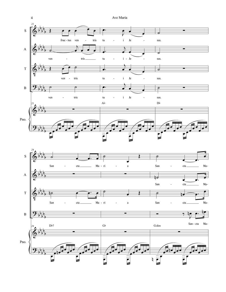Ave Maria (SATB - Medium/Low Key) 4-Part scores gallery preview page 4