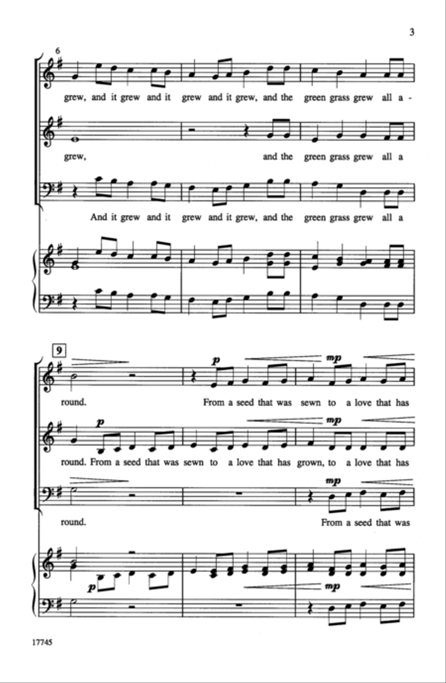And the Green Grass Grew 3-Part scores gallery preview page 3