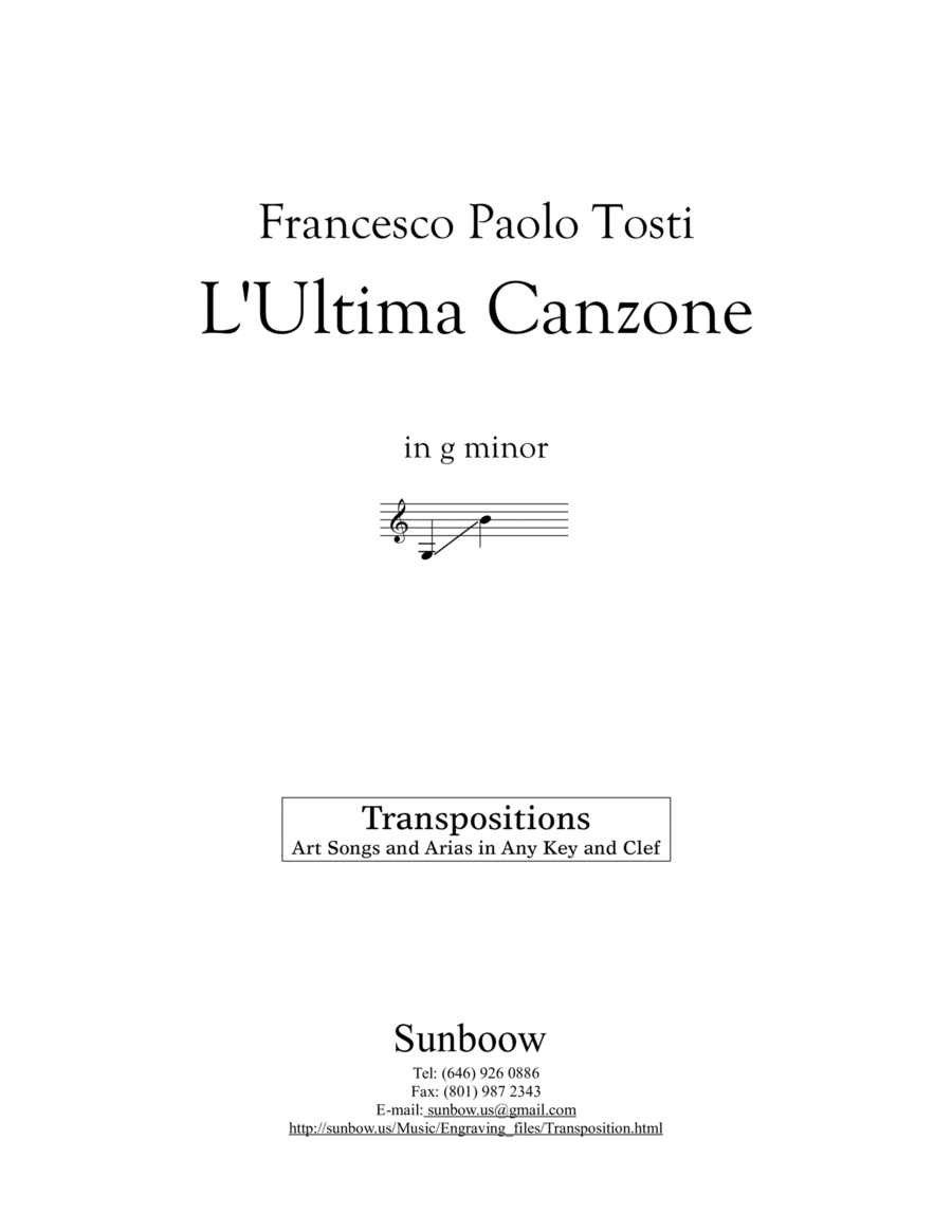 Francesco Paolo Tosti: L'Ultima Canzone (transposed to g minor)