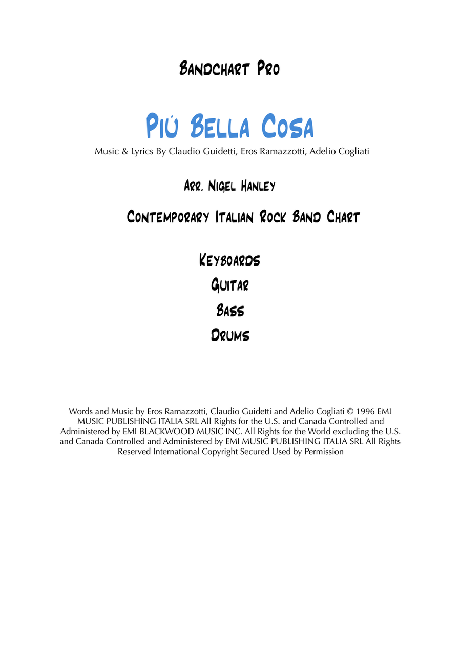 Piu Bella Cosa Cover Band scores gallery preview page 1