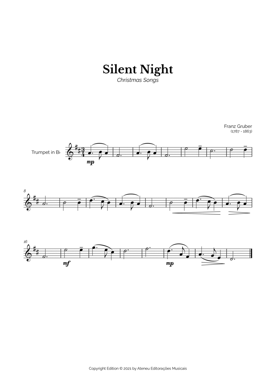 Silent Night for Easy Trumpet Solo B-Flat Trumpet scores gallery preview page 1