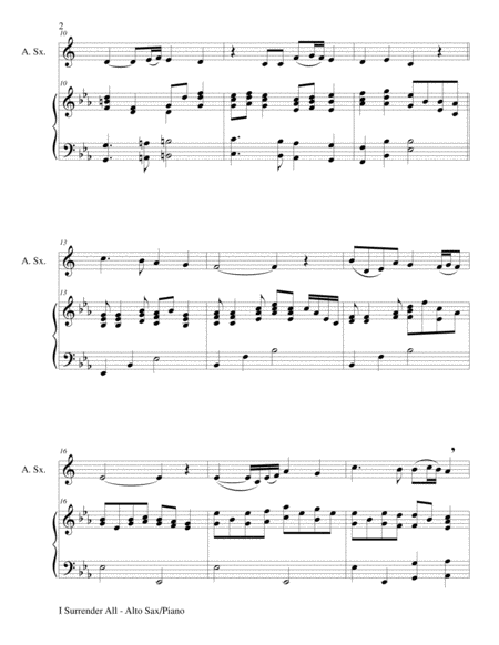 I SURRENDER ALL (Duet – Alto Sax and Piano/Score and Parts) image number null