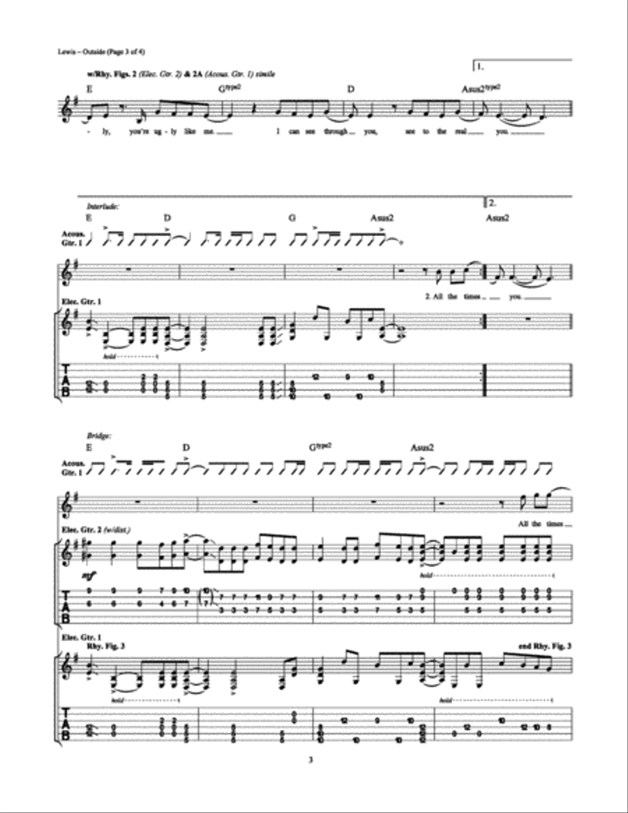 Outside Electric Guitar scores gallery preview page 3