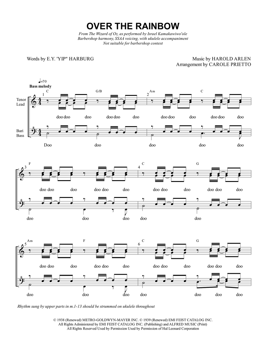 Over The Rainbow (from The Wizard Of Oz) SSAA scores gallery preview page 1