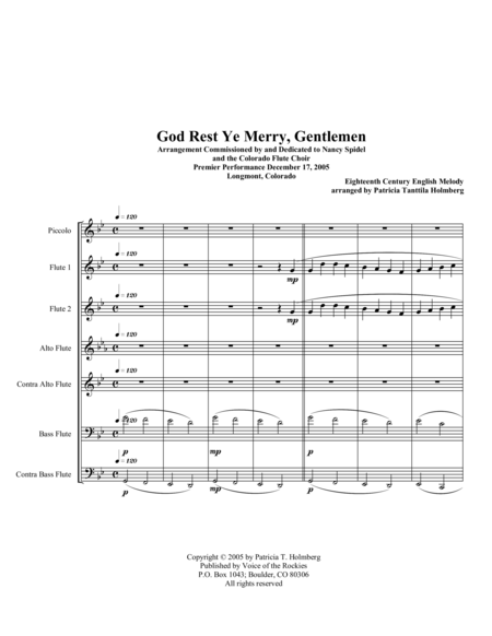God Rest Ye Merry, Gentlemen - for flute choir