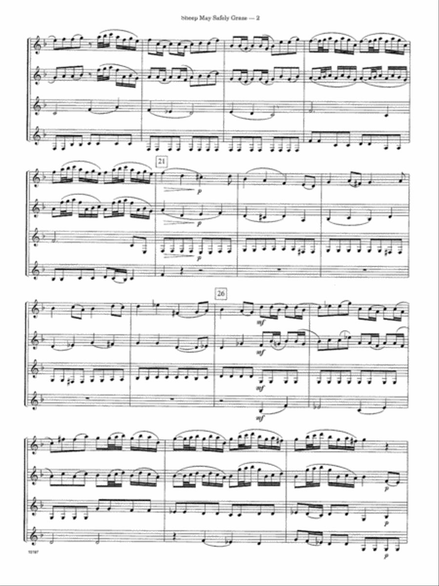 Sheep May Safely Graze (Cantata BWV 208) Clarinet Quartet scores gallery preview page 3