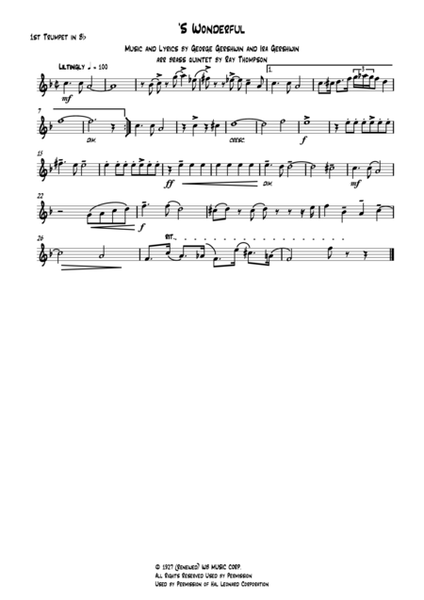 Gershwin: "S'Wonderful" - Brass Quintet image number null
