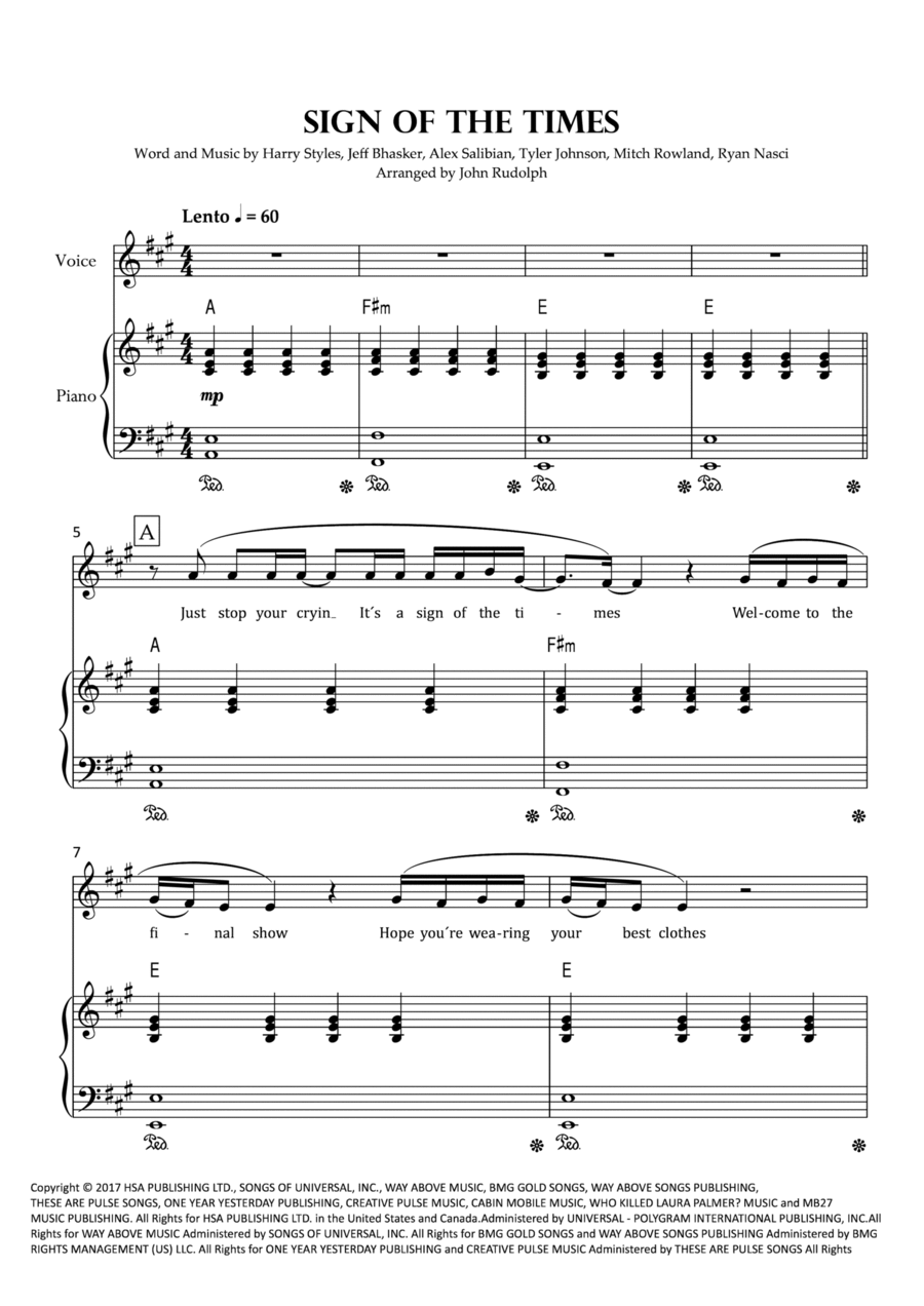 Sign Of The Times Sign Of The Times Voice scores gallery preview page 1