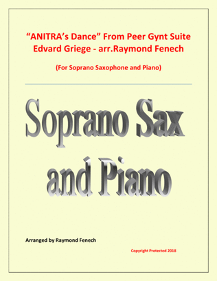 Book cover for Anitra's Dance - From Peer Gynt (Soprano Saxophone and Piano)