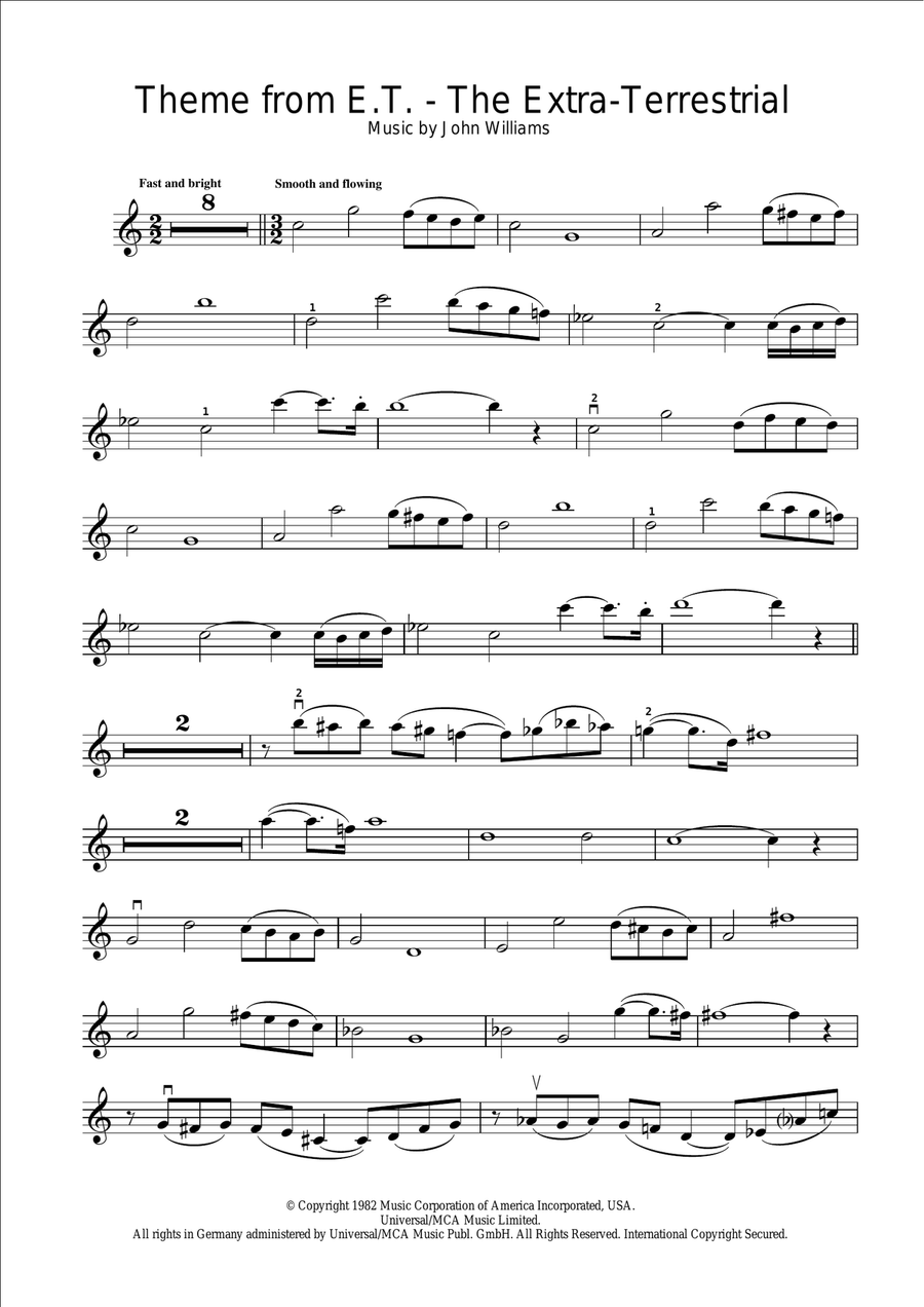 Theme from E.T. - The Extra-Terrestrial Violin Solo scores gallery preview page 1