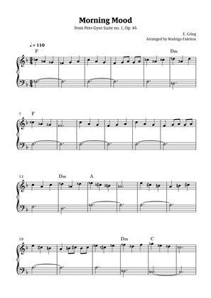 Morning Mood (easy piano - intermediate level 1 - with fingerings and chords)