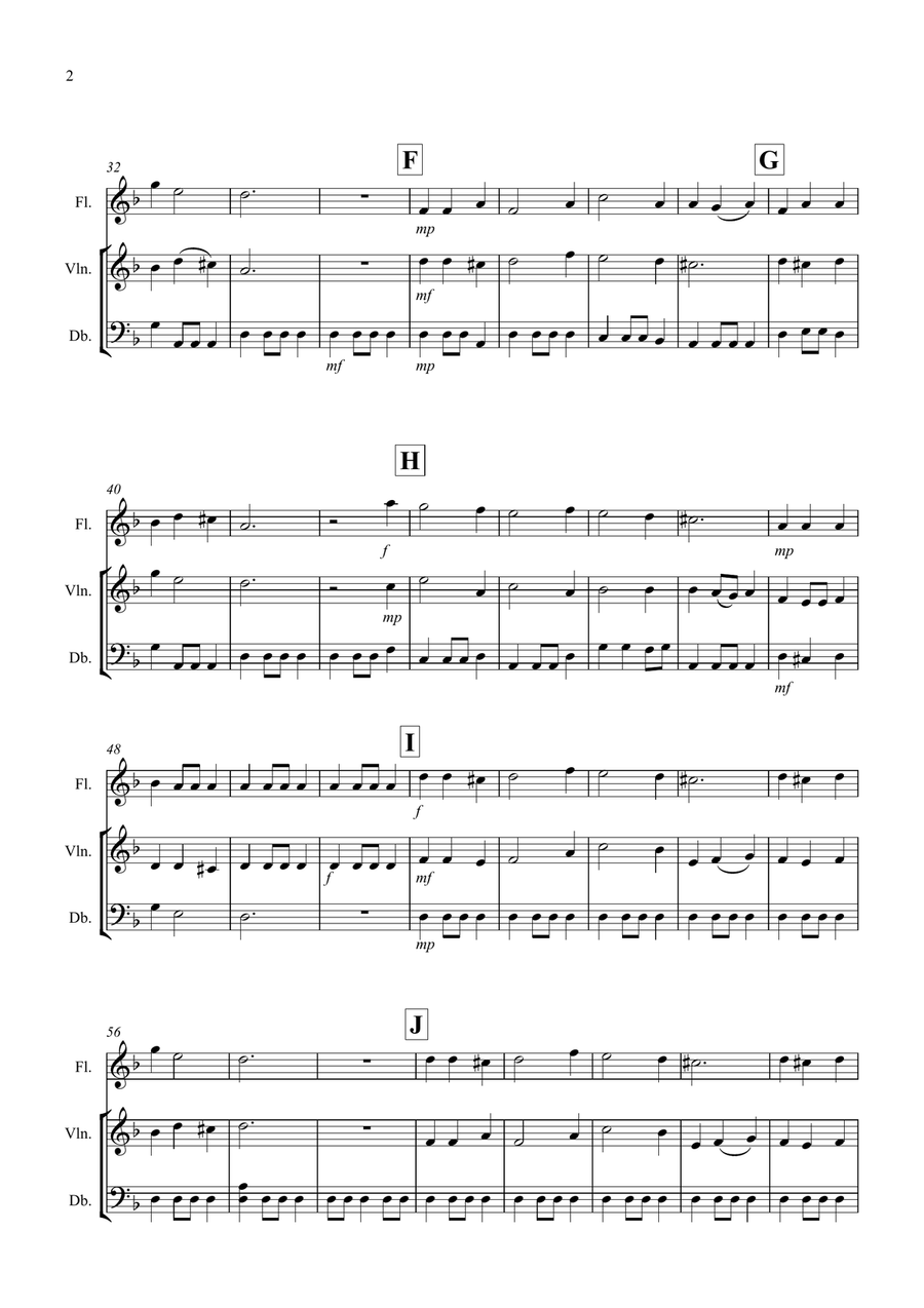Coventry Carol for Flute, Violin and Double Bass Small Ensemble scores gallery preview page 2