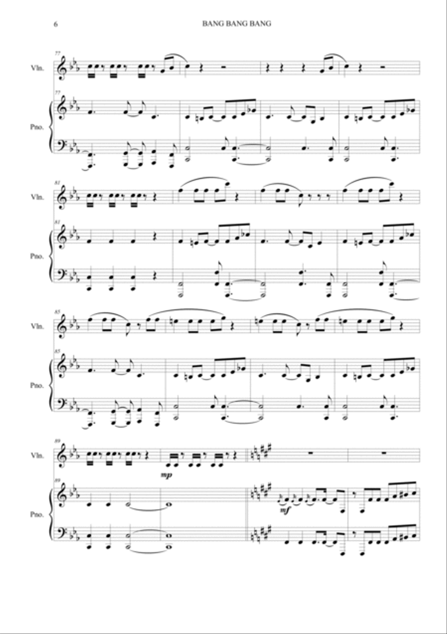 Bang Bang Bang Violin Solo scores gallery preview page 6
