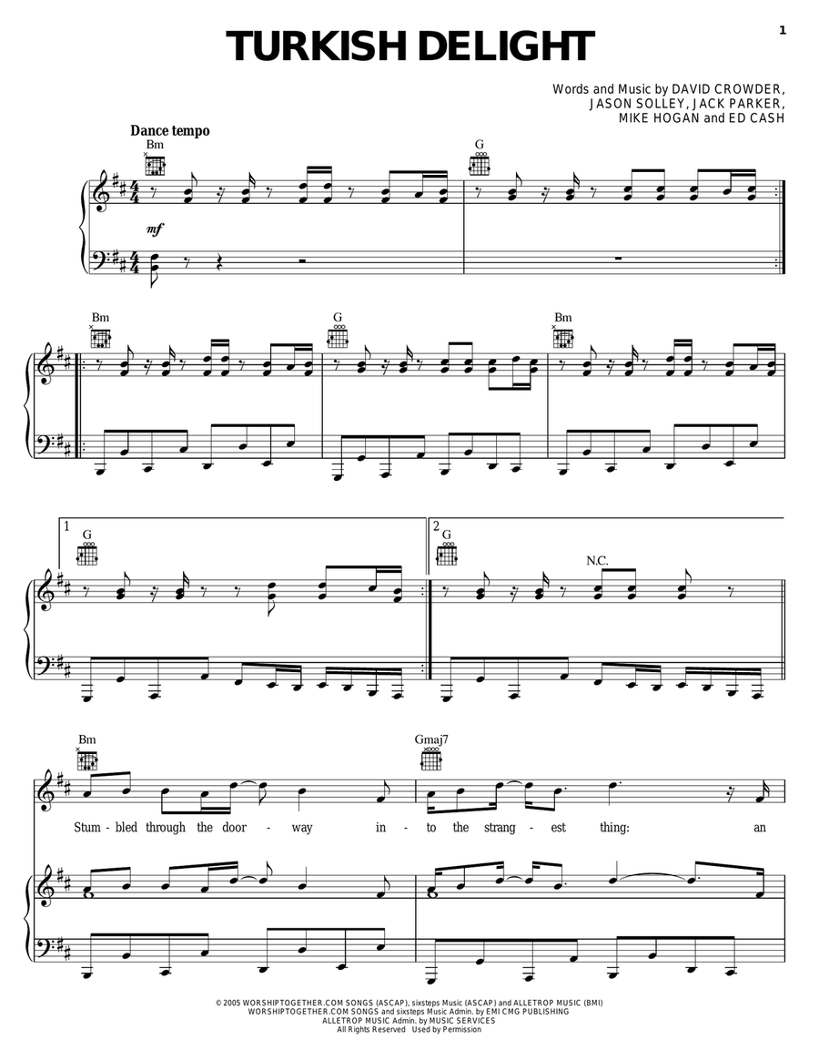 Turkish Delight Turkish Delight Piano, Vocal, Guitar scores gallery preview page 1