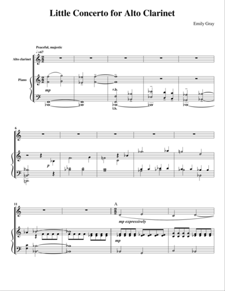 Little Concerto for Alto Clarinet (Piano Reduction) E-Flat Clarinet scores gallery preview page 1