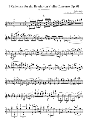 3 Cadenzas to the Beethoven Violin Concerto
