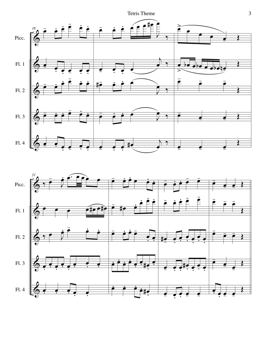 Tetris Theme for Flute Choir Flute Choir scores gallery preview page 4