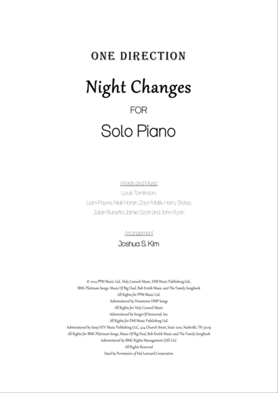 Night Changes Night Changes Voice scores gallery preview page 1