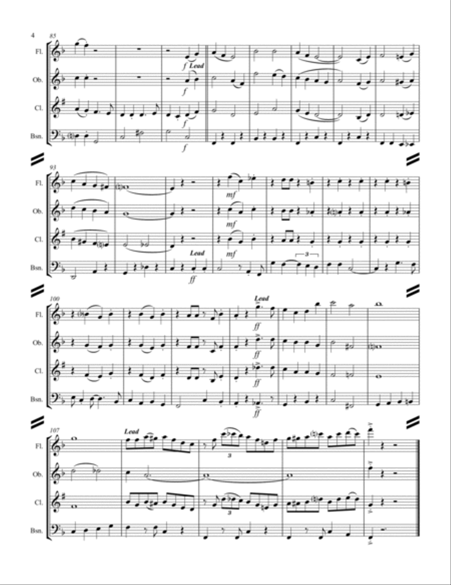 (There's No Place Like) Home For The Holidays Woodwind Quartet scores gallery preview page 5