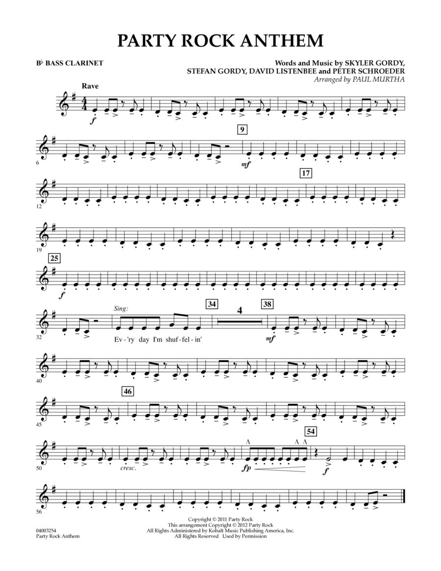 Party Rock Anthem - Bb Bass Clarinet