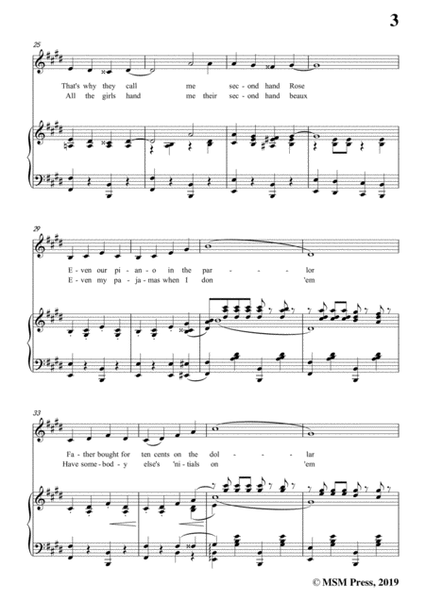 James F. HanleY-Second Hand Rose,in E Major,for Voice&Piano image number null