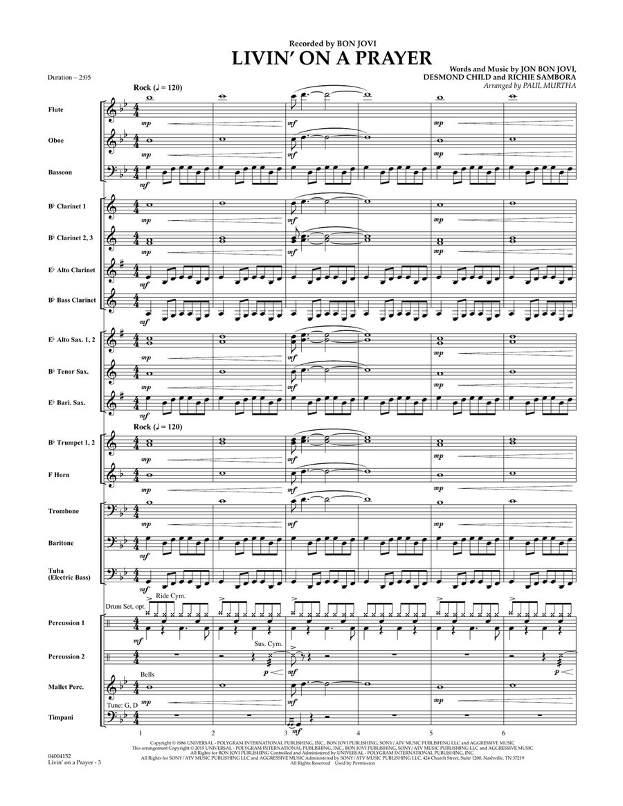 Livin' On A Prayer - Conductor Score (Full Score) Concert Band scores gallery preview page 2