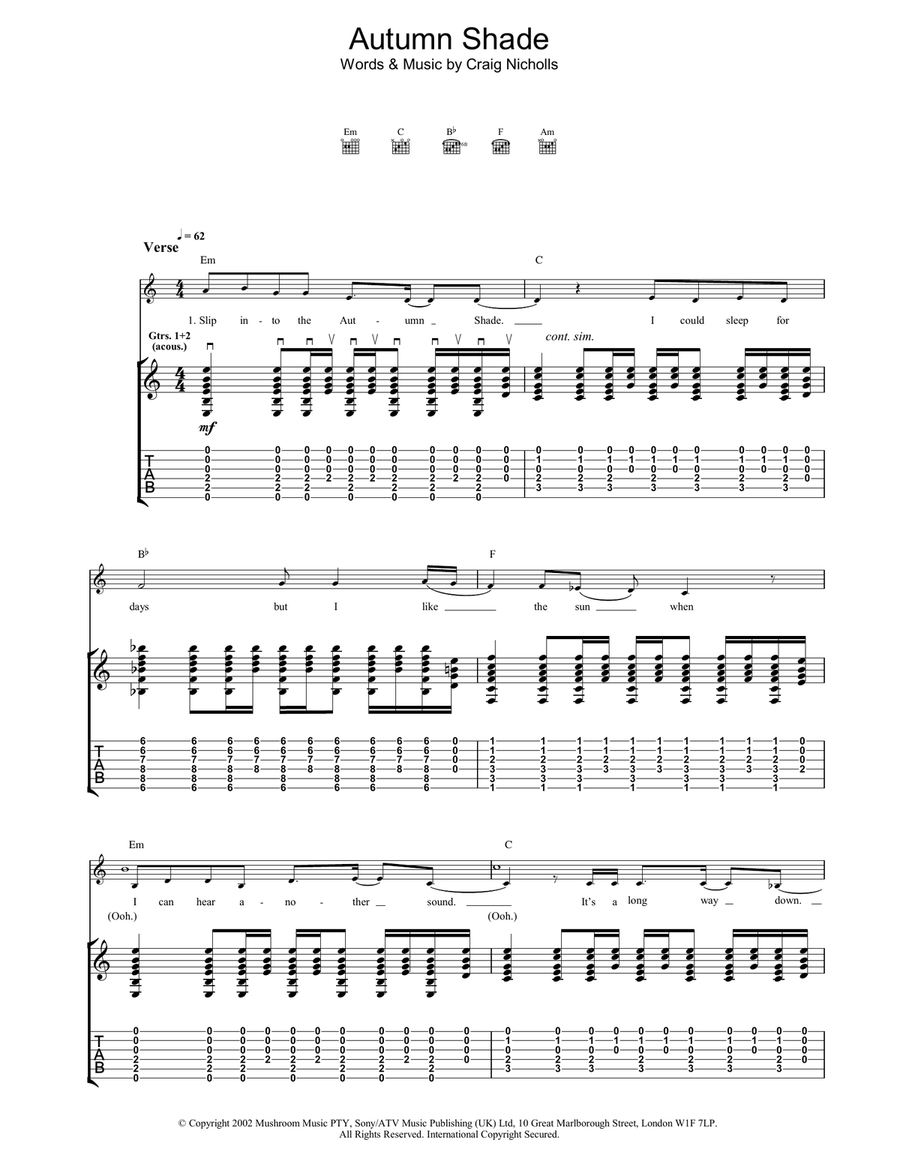 Autumn Shade Acoustic Guitar scores gallery preview page 1
