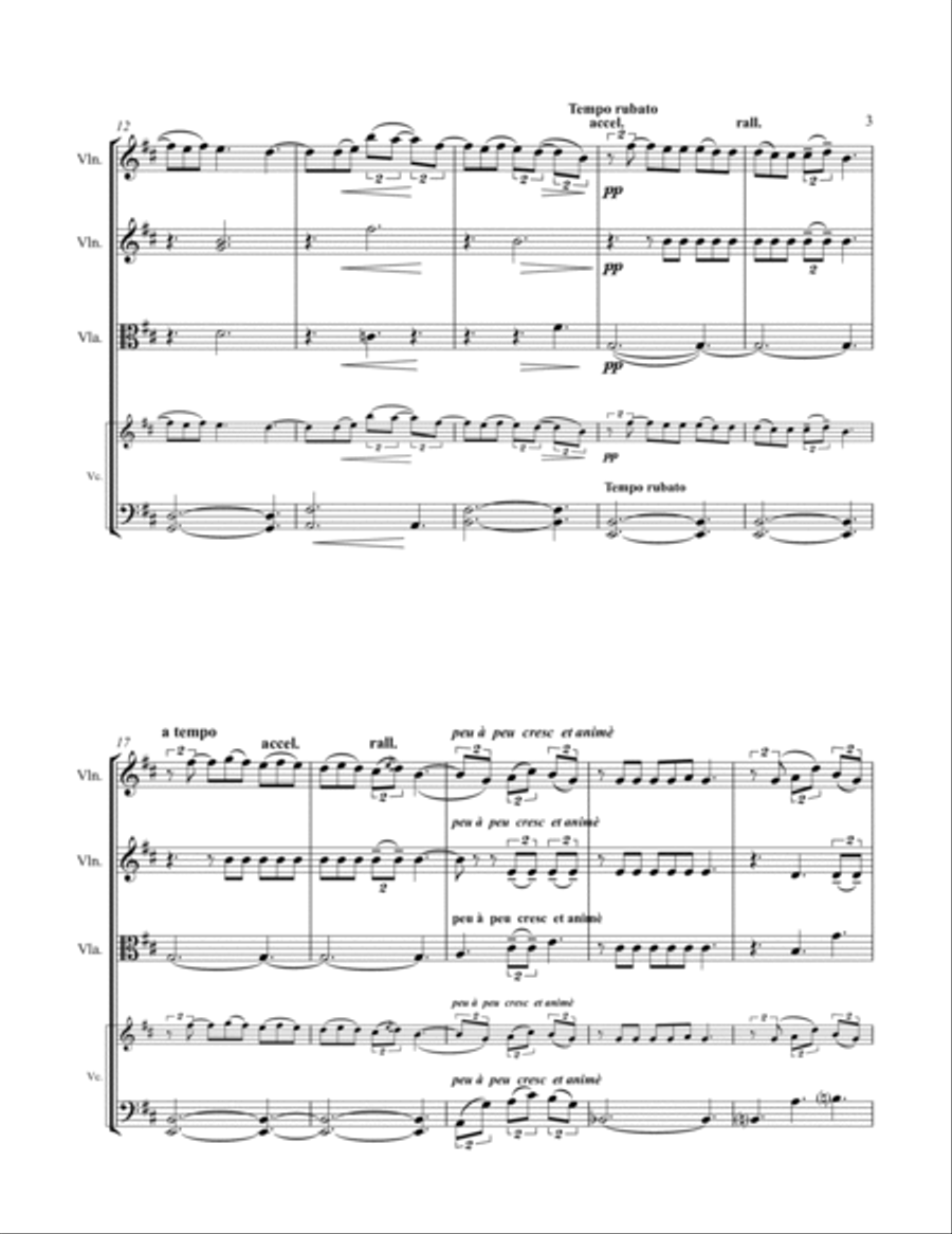 CLAIR DE LUNE String Quartet Early Intermediate level for 2 violins, viola and cello String Quartet scores gallery preview page 5