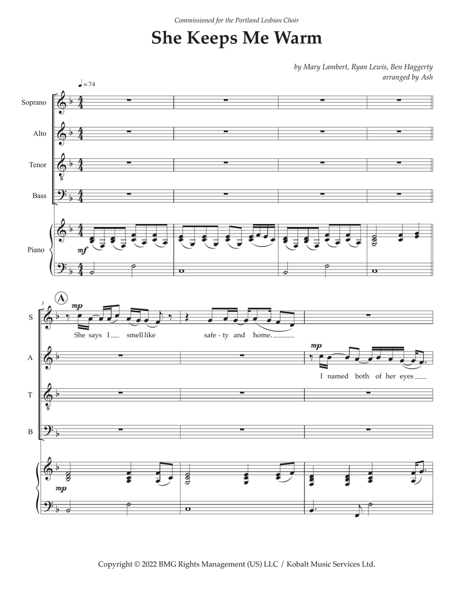 She Keeps Me Warm Choir scores gallery preview page 1