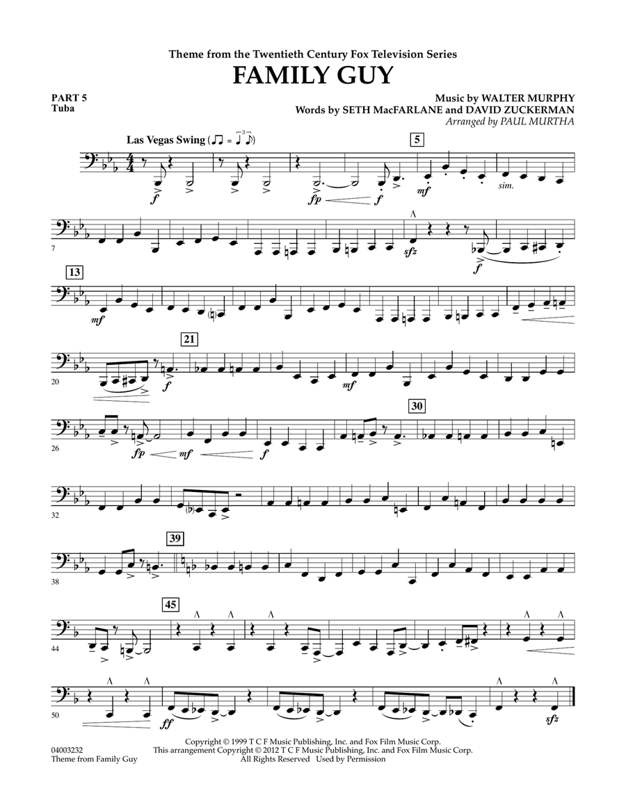 Family Guy (Theme) - Pt.5 - Tuba Concert Band scores gallery preview page 1