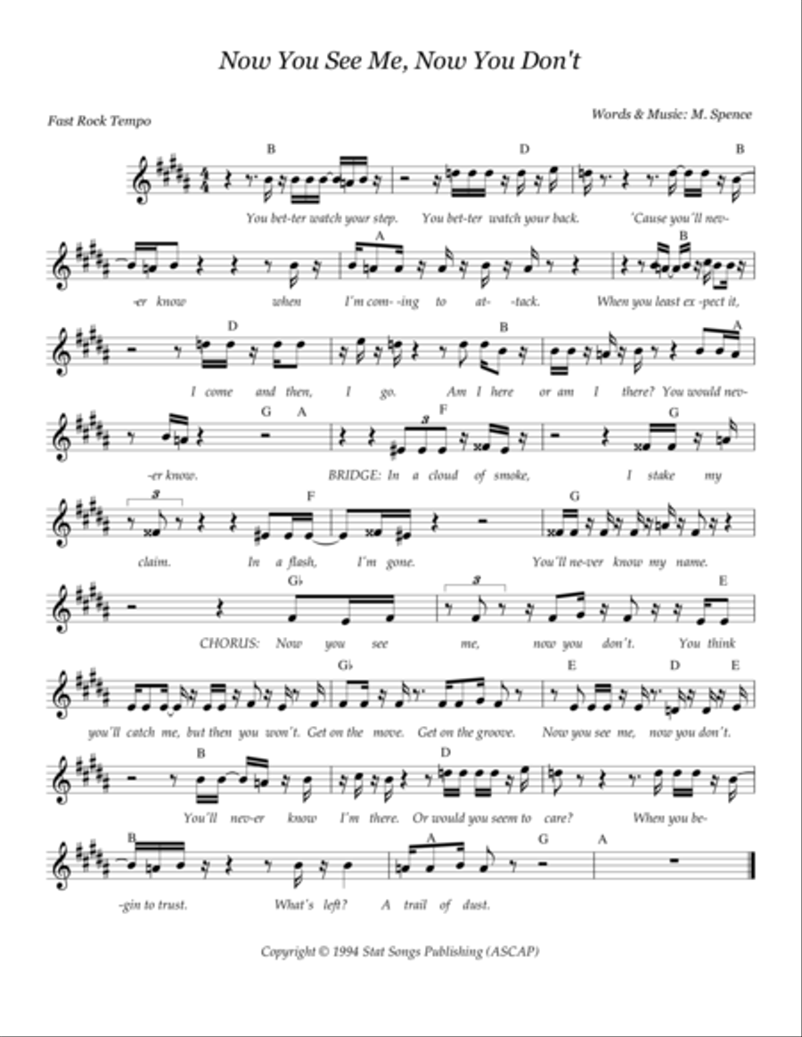 NOW YOU SEE ME, NOW YOU DON'T Voice Solo scores gallery preview page 1