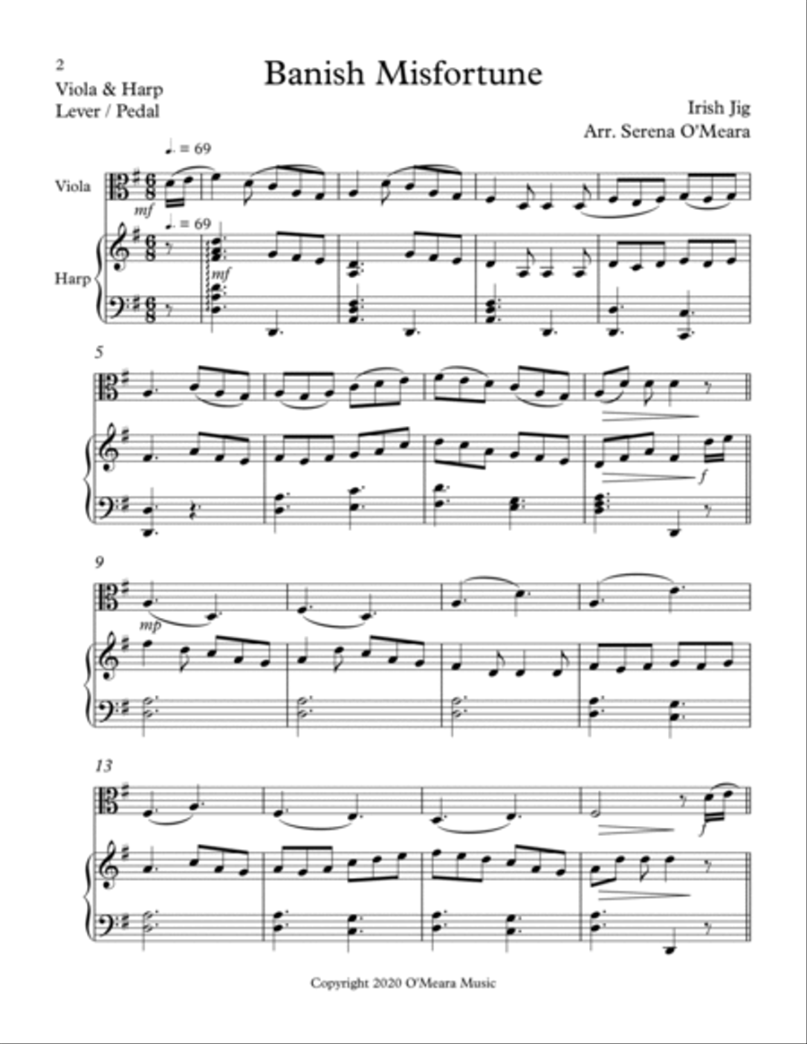 Banish Misfortune for Viola & Harp String Duet scores gallery preview page 2