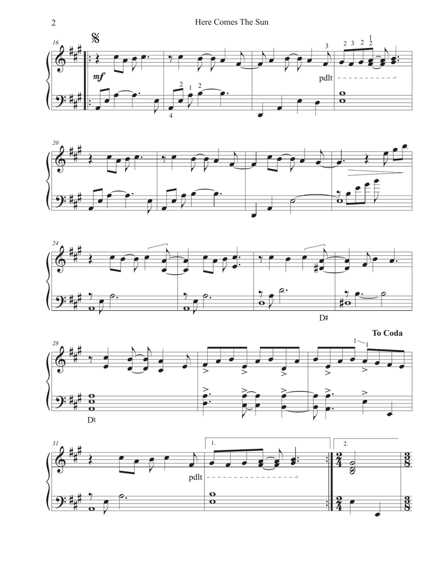Here Comes The Sun Harp scores gallery preview page 3