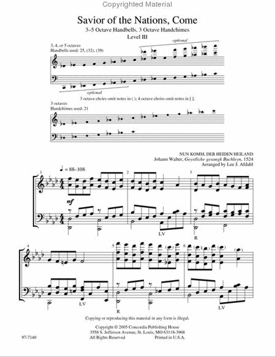 Savior of the Nations, Come (Afdahl) Handbell Choir scores gallery preview page 2