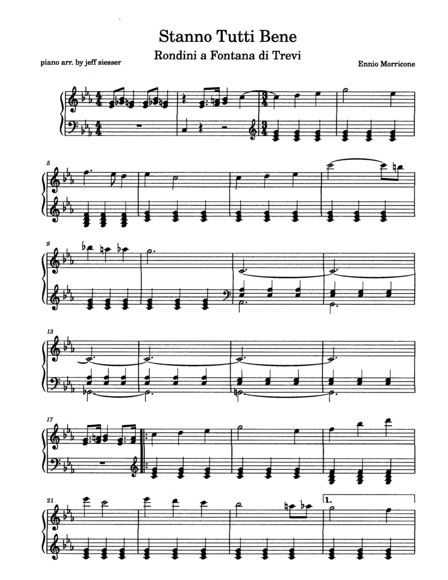 Stanno Tutti Bene Piano Solo scores gallery preview page 1