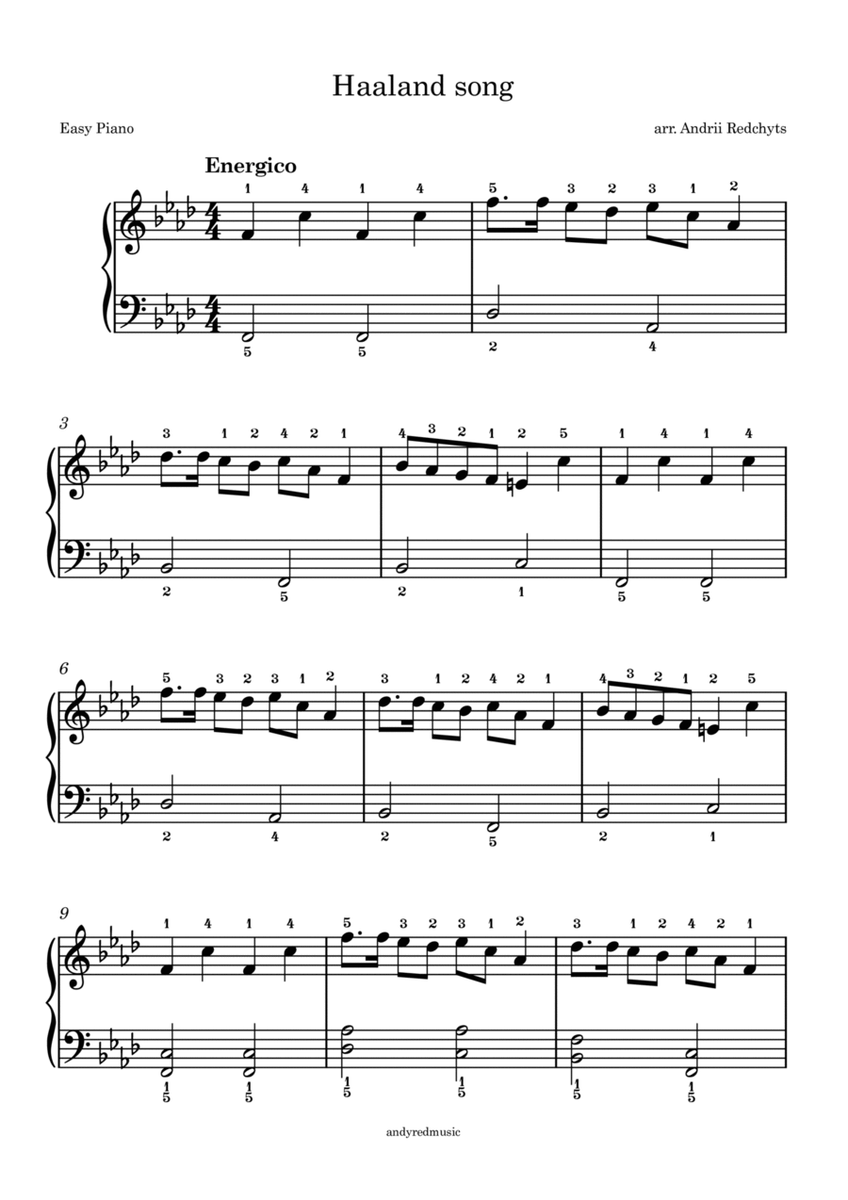 Haalang Song - for EASY PIANO image number null