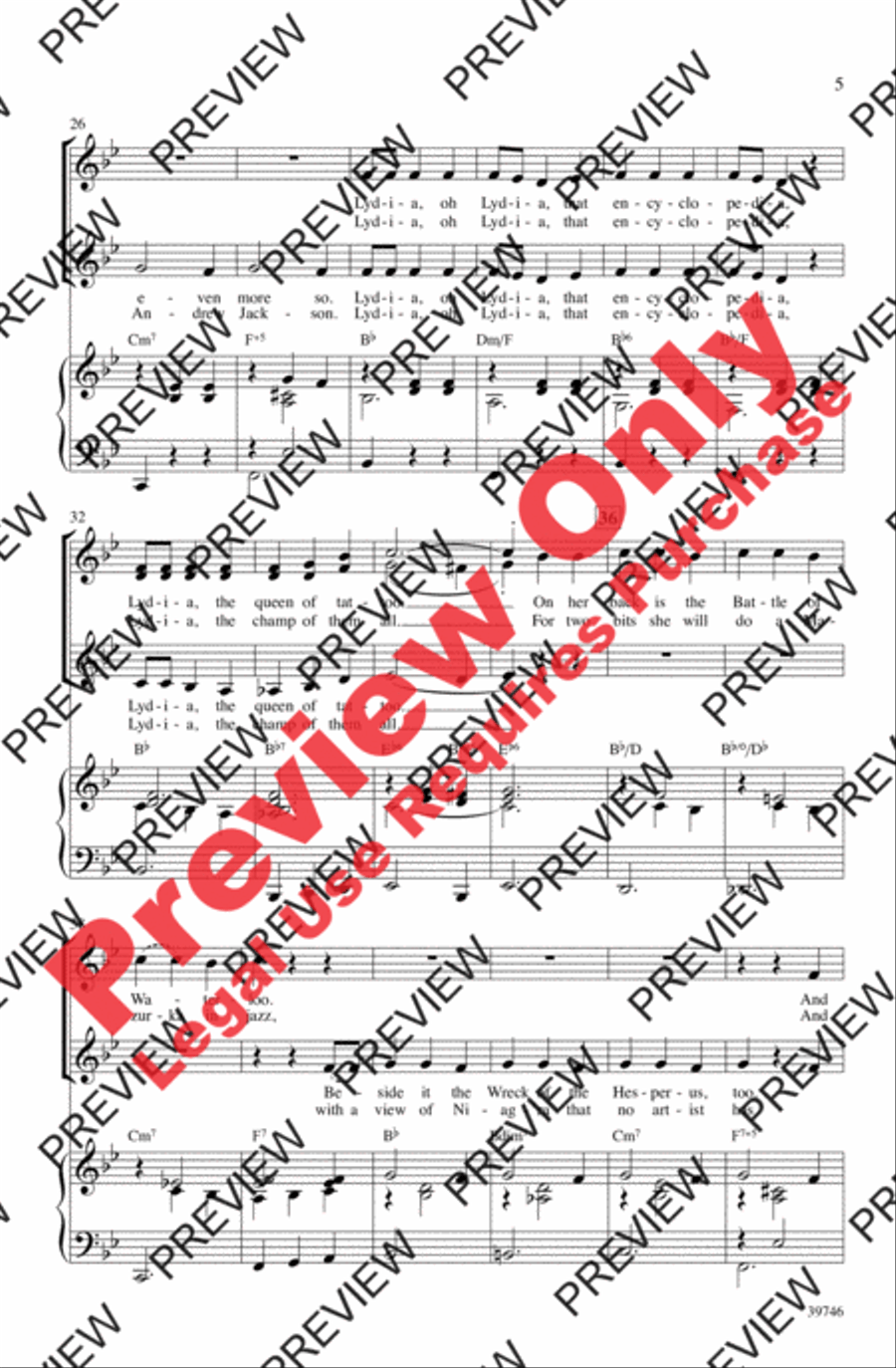 Lydia, the Tattooed Lady Women's Choir scores gallery preview page 5