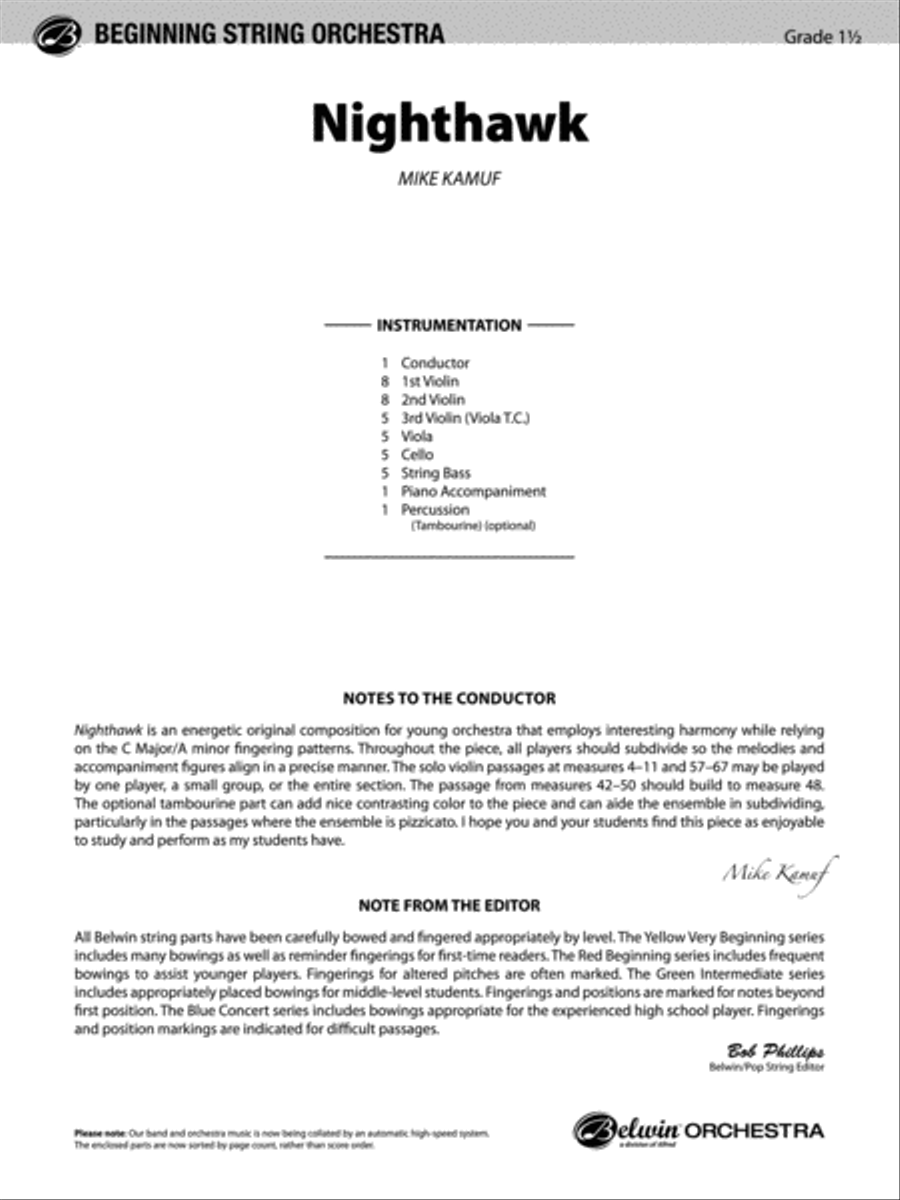 Nighthawk: Score Nighthawk: Score String Orchestra scores gallery preview page 1