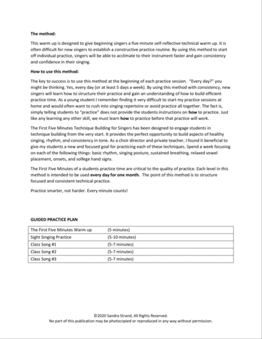 The First Five Minutes: Technique Building for Singers - Level 1 4-Part scores gallery preview page 2