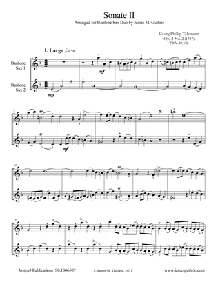 Telemann: Sonata Op. 2 No. 2 for Baritone Sax Duo