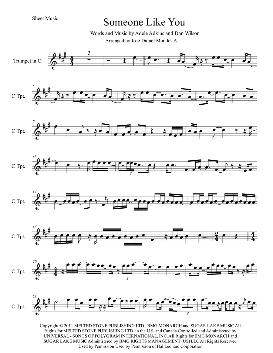 Someone Like You Trumpet Solo scores gallery preview page 1