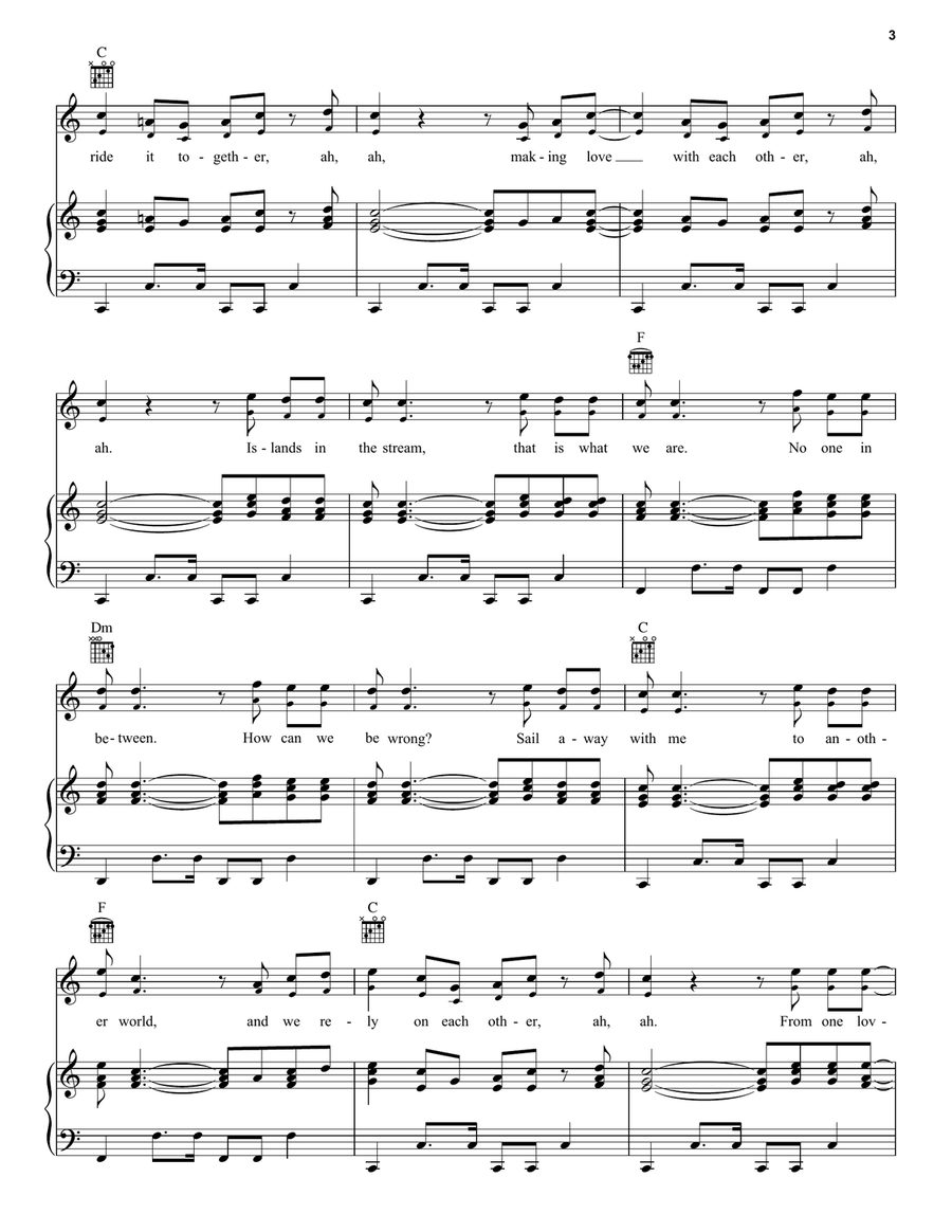 Islands In The Stream Piano, Vocal, Guitar scores gallery preview page 3