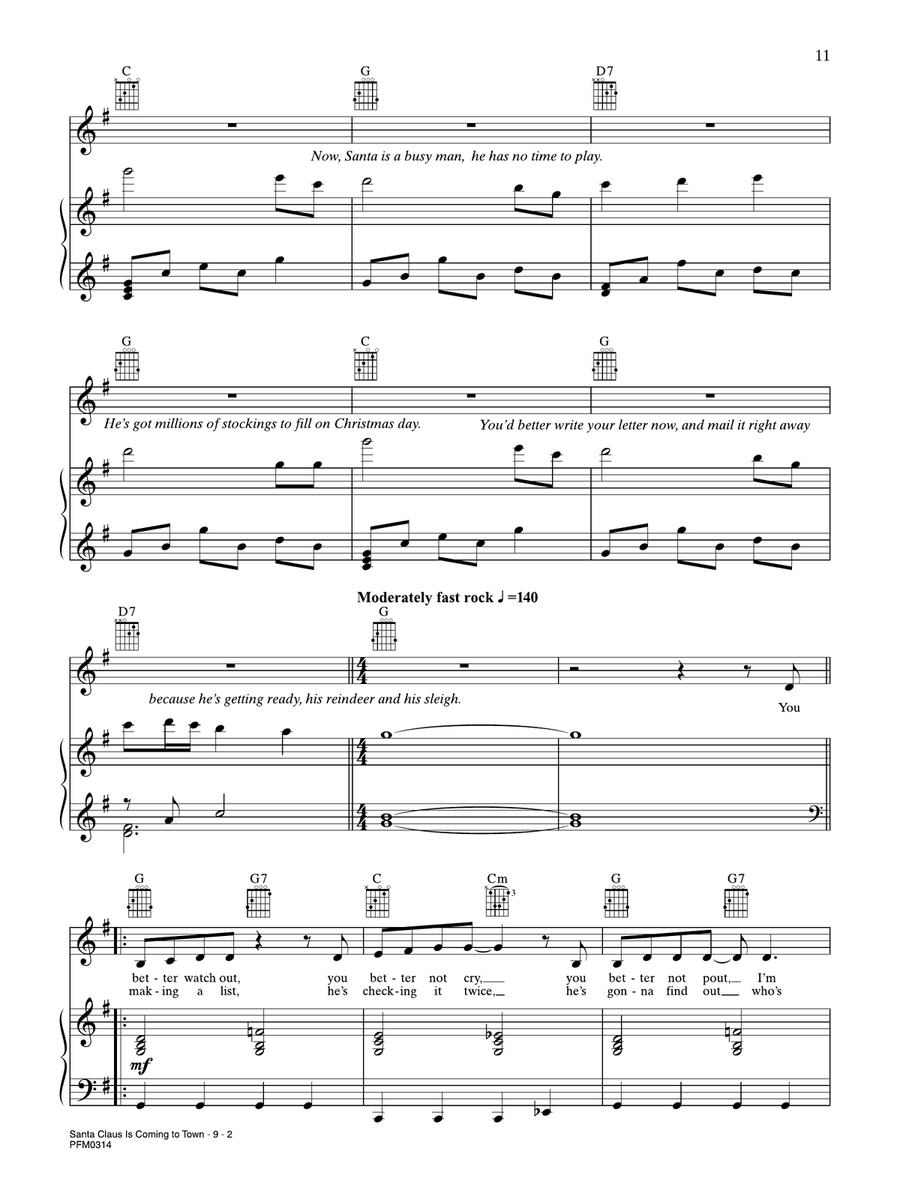 Santa Claus Is Comin' To Town (Vocal) Piano, Vocal, Guitar scores gallery preview page 2